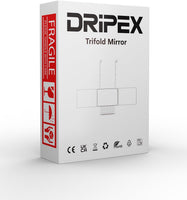 Dripex 3 Way Mirror with Storage Shelf, Trifold Self Haircut 360° Barber Mirror with Height Adjustable Hooks for Makeup, Styling, Shaving, Braiding, Dye Hair
