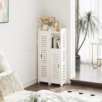 Dripex 4 Tier Bathroom Floor Cabinet, 18W x 20D x 80H cm, Slim White Storage Cabinet with Door, Narrow Free Standing Cupboards Adjustable Shelves for Bathroom or Bedroom