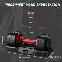 Dripex Adjustable Dumbbells 11kg/24.5kg Dumbbell Weights Pair for Men | Quick-Adjust Non-Slip Handle, Fast Weight Set for Saving Place, Home Gym Fitness Training, Safety Locking Mechanism