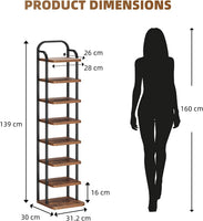 Dripex Adjustable Narrow Shoe Rack Organizer, Space Saving Vertical Tall Shoe Shelf, Sturdy Multifunctional Entryway Hallway Living Room Storage Shelf Rustic Brown