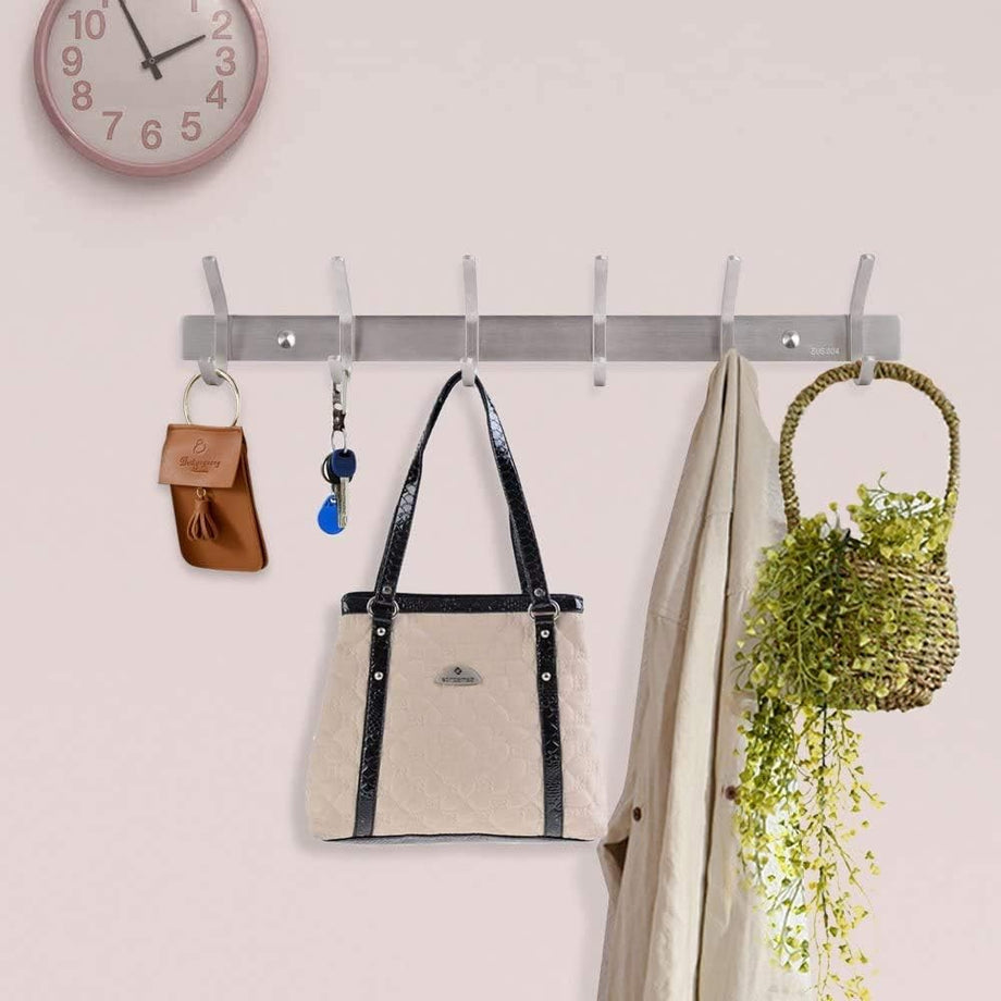 Dripex Coat Hook Rack Wall Mounted 304 Stainless Steel Hanger Heavy Duty Clothes Hat Holder (6 Hooks/8 Hooks)