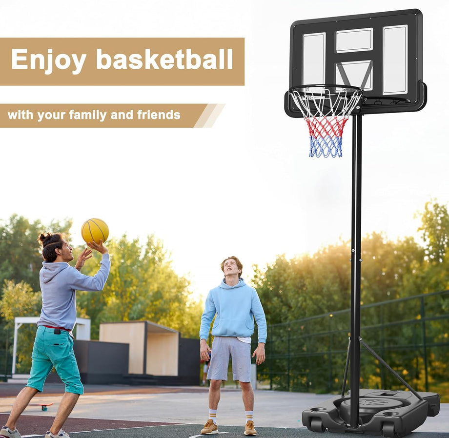 Dripex Portable 10FT Basketball Backboard Hoop Net Set Professional Outdoor Basketball Stand with Wheels for Adults and Children, Adjustable Height 2.3m-3.05m