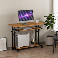 Dripex Computer Desk Mobile, Portable Office Desk with Movable Wheels, Height Adjustable Study Desk, Home Office Desk with Keyboard Tray and Shelf for Small Spaces