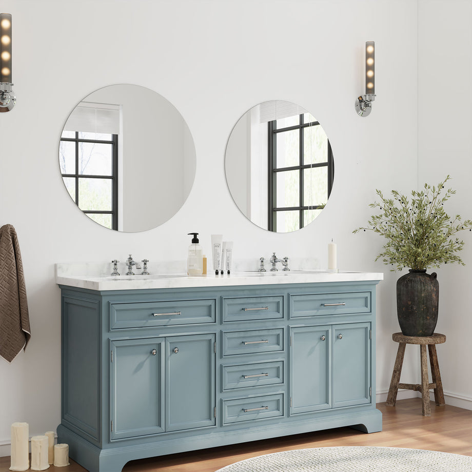 Dripex Frameless Bathroom Mirror, Wall Mounted Bathroom Mirror with Bevelled Edge & Pre-Drilled Holes for Dressing Room Bedroom Living Room