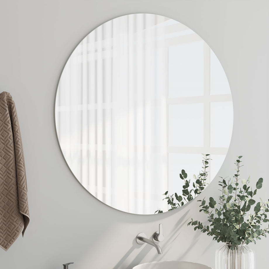 Dripex Frameless Bathroom Mirror, Wall Mounted Bathroom Mirror with Bevelled Edge & Pre-Drilled Holes for Dressing Room Bedroom Living Room