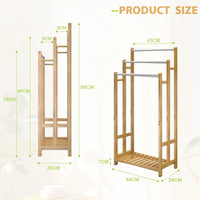 Dripex Freestanding Towel Rack, Towel Shawls Holder with Bamboo Storage Shelf, Stainless Steels Rods, Bamboo Frame, Lightweight, for Home, Bathroom (L46xW24xH66/76/86cm)/(L46xW24xH76/86/96cm)