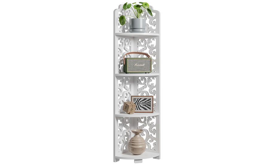 Dripex White Corner Shelf, Free Standing Shelf, Floor Storage Unit for Bathroom, Living Room or Bedroom