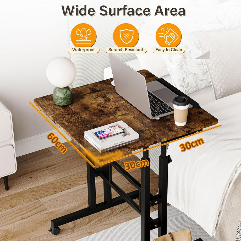 Dripex Standing Desk, Height Adjustable Rolling Desk with Tilting Table Top, Sit-Stand Workstation with Wheels, 60 x 60 cm, laptop Table, Workstation for Home and Office