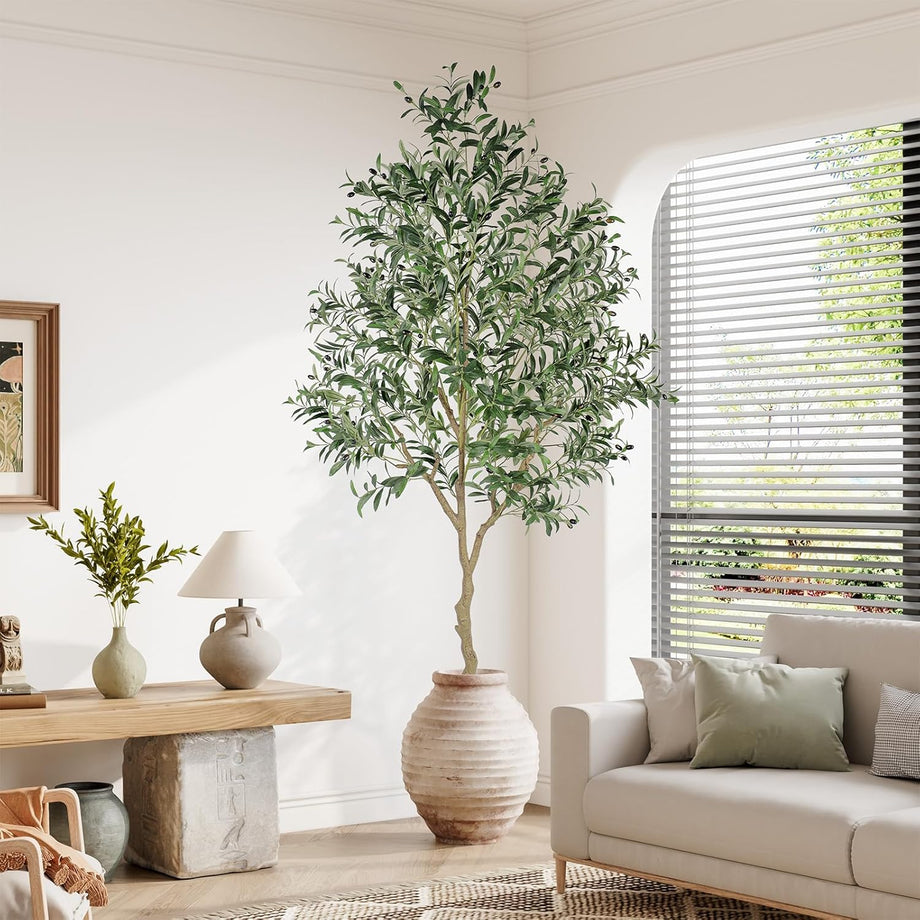 YOLEO 4FT/5FT/6FT/7FT Artificial Olive Tree Faux Silk Olive Plant for Home Office Decor Indoor Lifelike Fake Tree