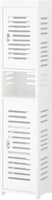 Dripex 7 Tier Tall Bathroom Floor Cabinet, 20W x 20D x 118H cm, Slim White Storage Cabinet with Door, Narrow Free Standing Cupboards Adjustable Shelves for Bathroom or Bedroom
