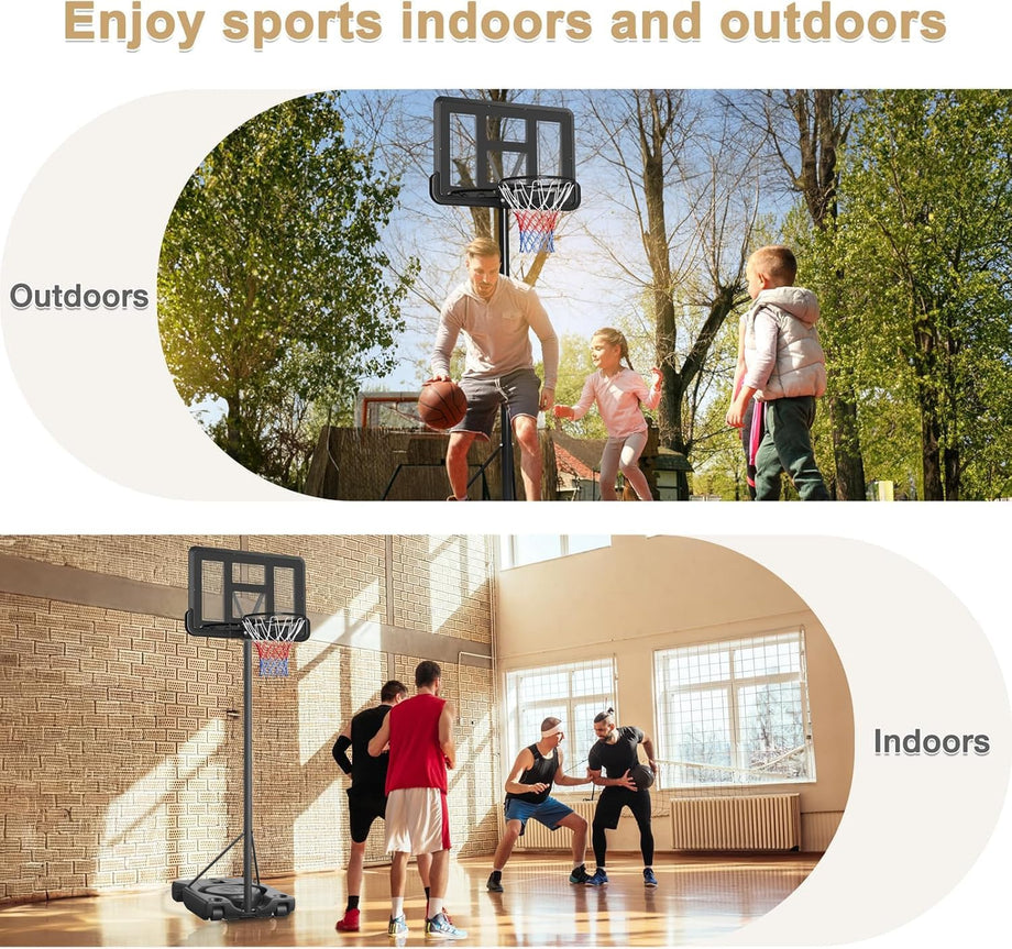 Dripex Portable 10FT Basketball Backboard Hoop Net Set Professional Outdoor Basketball Stand with Wheels for Adults and Children, Adjustable Height 2.3m-3.05m
