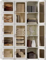 Dripex Portable Wardrobe Closet Storage Organizer Transparent Door Panels, Plastic Wardrobe with Magnetic Door, Suitable for Living Room, Bedroom, Easy Assembly