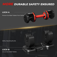 Dripex Adjustable Dumbbells 11kg/24.5kg Dumbbell Weights Pair for Men | Quick-Adjust Non-Slip Handle, Fast Weight Set for Saving Place, Home Gym Fitness Training, Safety Locking Mechanism