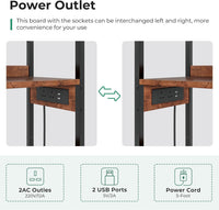 Dripex Baker's Rack with/without power outlet, 65" Freestanding Kitchen Storage Shelf Unit with Hooks, 5-Tier Versatile Standing Bookshelf for Home, Kitchen, Living Room