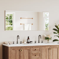 Dripex Frameless Bathroom Mirror, Wall Mounted Bathroom Mirror with Bevelled Edge & Pre-Drilled Holes for Dressing Room Bedroom Living Room