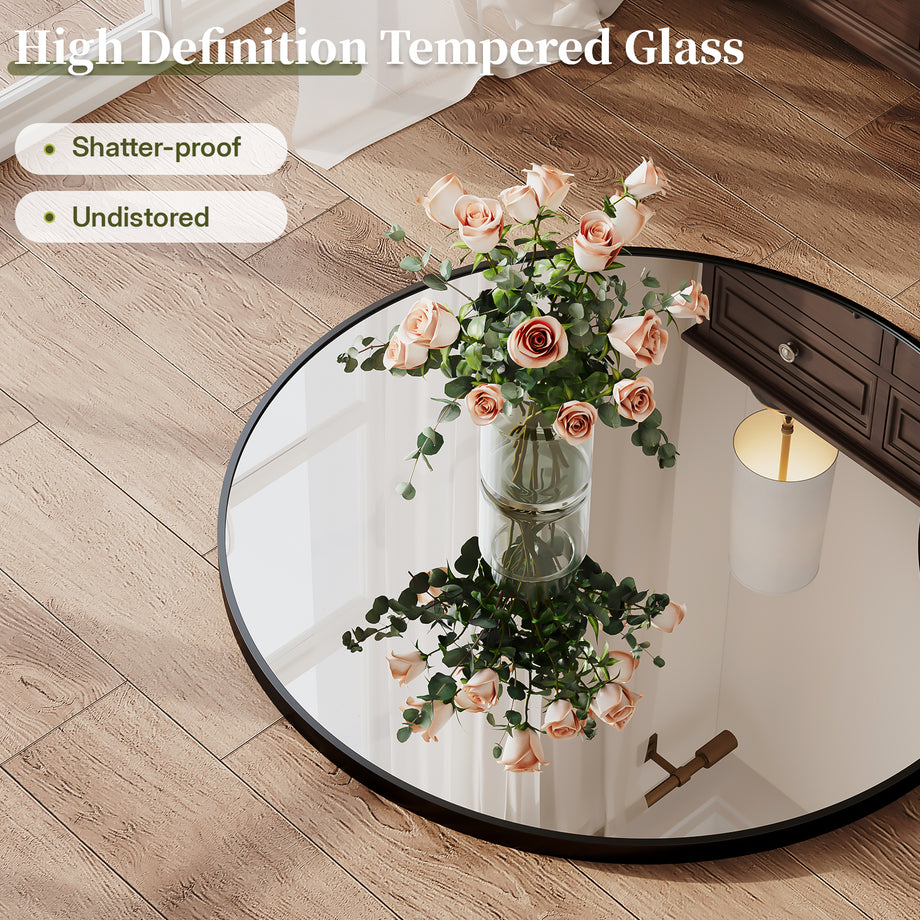 Dripex Round Mirror, 40 to 90cm Circle Hanging Wall Mirror - Home Decorative Wall Mounted Vanity Mirror for Bathroom, Dressing Room & Living Room