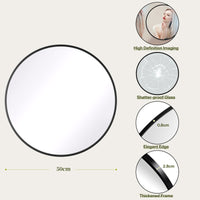 Dripex Round Mirror, 40 to 90cm Circle Hanging Wall Mirror - Home Decorative Wall Mounted Vanity Mirror for Bathroom, Dressing Room & Living Room