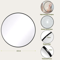 Dripex Round Mirror, 40 to 90cm Circle Hanging Wall Mirror - Home Decorative Wall Mounted Vanity Mirror for Bathroom, Dressing Room & Living Room