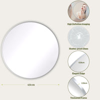 Dripex Round Mirror, 40 to 90cm Circle Hanging Wall Mirror - Home Decorative Wall Mounted Vanity Mirror for Bathroom, Dressing Room & Living Room