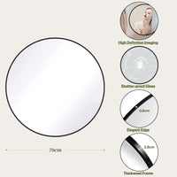 Dripex Round Mirror, 40 to 90cm Circle Hanging Wall Mirror - Home Decorative Wall Mounted Vanity Mirror for Bathroom, Dressing Room & Living Room