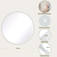 Dripex Round Mirror, 40 to 90cm Circle Hanging Wall Mirror - Home Decorative Wall Mounted Vanity Mirror for Bathroom, Dressing Room & Living Room