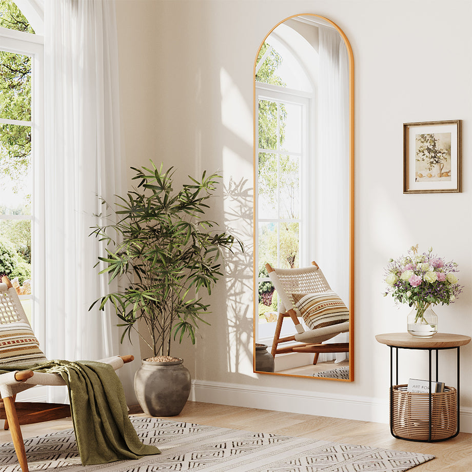 Dripex Arch/Rectangular Mirror Full Length, 160 x 50cm/150 x 40cm Full Body Floor Mirror with Stand, Standing/Leaning/Hanging for Living Room Bedroom