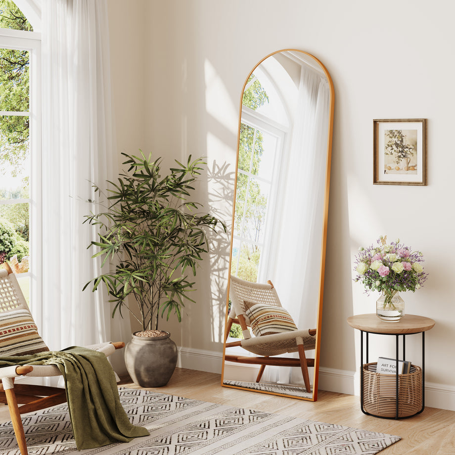 Dripex Arch/Rectangular Mirror Full Length, 160 x 50cm/150 x 40cm Full Body Floor Mirror with Stand, Standing/Leaning/Hanging for Living Room Bedroom