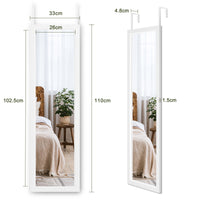 Dripex Over Door Mirror Full Length, 110 x 33cm/110 x 45cm Wall Mounted Mirror Door Hung Mirror for Bathroom/Bedroom/Wardrobe - Toughened Glass