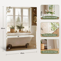 Dripex Frameless Bathroom Mirror, Wall Mounted Bathroom Mirror with Bevelled Edge & Pre-Drilled Holes for Dressing Room Bedroom Living Room