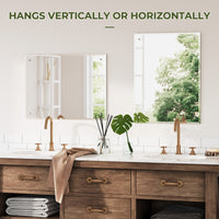 Dripex Frameless Bathroom Mirror, Wall Mounted Bathroom Mirror with Bevelled Edge & Pre-Drilled Holes for Dressing Room Bedroom Living Room