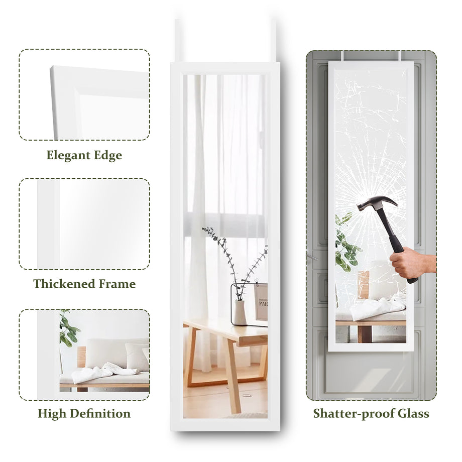 Dripex Over Door Mirror Full Length, 110 x 33cm/110 x 45cm Wall Mounted Mirror Door Hung Mirror for Bathroom/Bedroom/Wardrobe - Toughened Glass