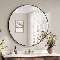 Dripex Round Mirror, 40 to 90cm Circle Hanging Wall Mirror - Home Decorative Wall Mounted Vanity Mirror for Bathroom, Dressing Room & Living Room