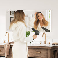 Dripex Frameless Bathroom Mirror, Wall Mounted Bathroom Mirror with Bevelled Edge & Pre-Drilled Holes for Dressing Room Bedroom Living Room