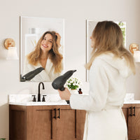Dripex Frameless Bathroom Mirror, Wall Mounted Bathroom Mirror with Bevelled Edge & Pre-Drilled Holes for Dressing Room Bedroom Living Room