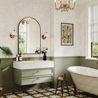 Dripex Arched Mirror, 75 x 50cm/90 x 60cm Wall-Mounted or Leaning, Pre-Fitted Holes & Fixing Kit, for Bathroom, Living Room & Bedroom