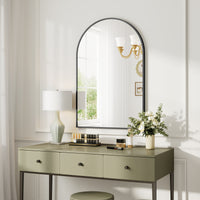 Dripex Arched Mirror, 75 x 50cm/90 x 60cm Wall-Mounted or Leaning, Pre-Fitted Holes & Fixing Kit, for Bathroom, Living Room & Bedroom