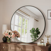 Dripex Round Mirror, 40 to 90cm Circle Hanging Wall Mirror - Home Decorative Wall Mounted Vanity Mirror for Bathroom, Dressing Room & Living Room