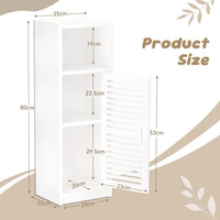 Dripex 3 Tier Bathroom Storage Cabinet White, 25W x 22D x 80H cm Waterproof Dustproof design, Compact Space-saving Size, Tool-free Disassembly, Free Standing