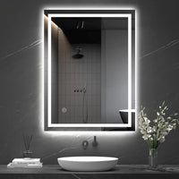Dripex Bathroom Mirror with LED Lights, 600 * 800 MM Illuminated Bathroom Mirror Wall Mounted Vanity Mirror, Bathroom Light Mirror with Demister Pad, Horizontal/Vertical