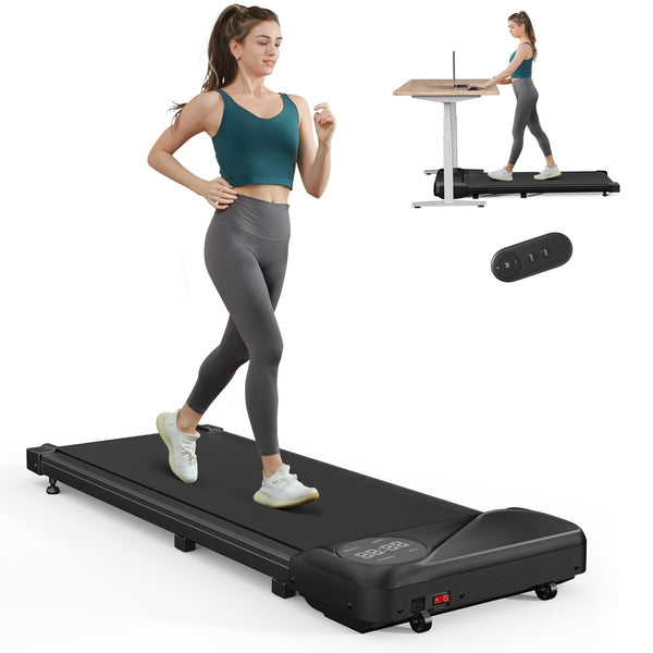 Dripex Under Desk Treadmill, 2.5HP Walking Pad Treadmill with Shock-absorbing Cushions & Comfortable Running Belt, Portable Walking Machine with Remote Control and LED Display, 1-6km/h, No Assembly