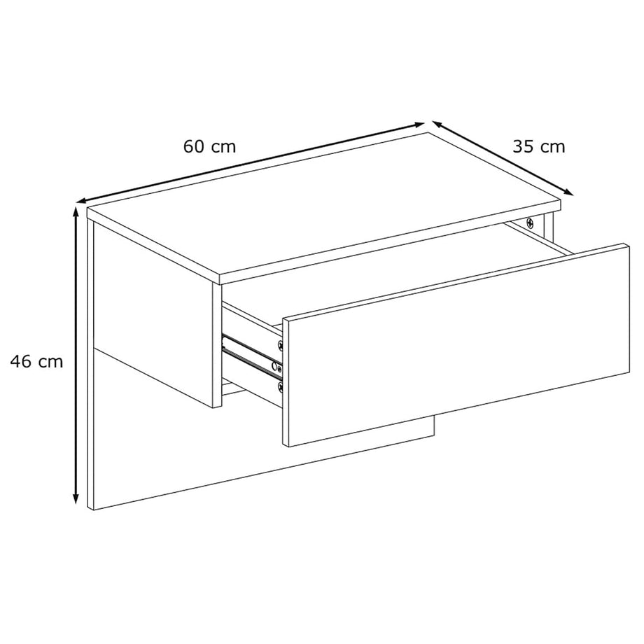 Dripex Floating Bedside Table with RGB LED Lights Wall Mounted Bedside Cabinet with Drawer High Gloss Front Cream White Bedside Drawer For Bedroom, Hotel