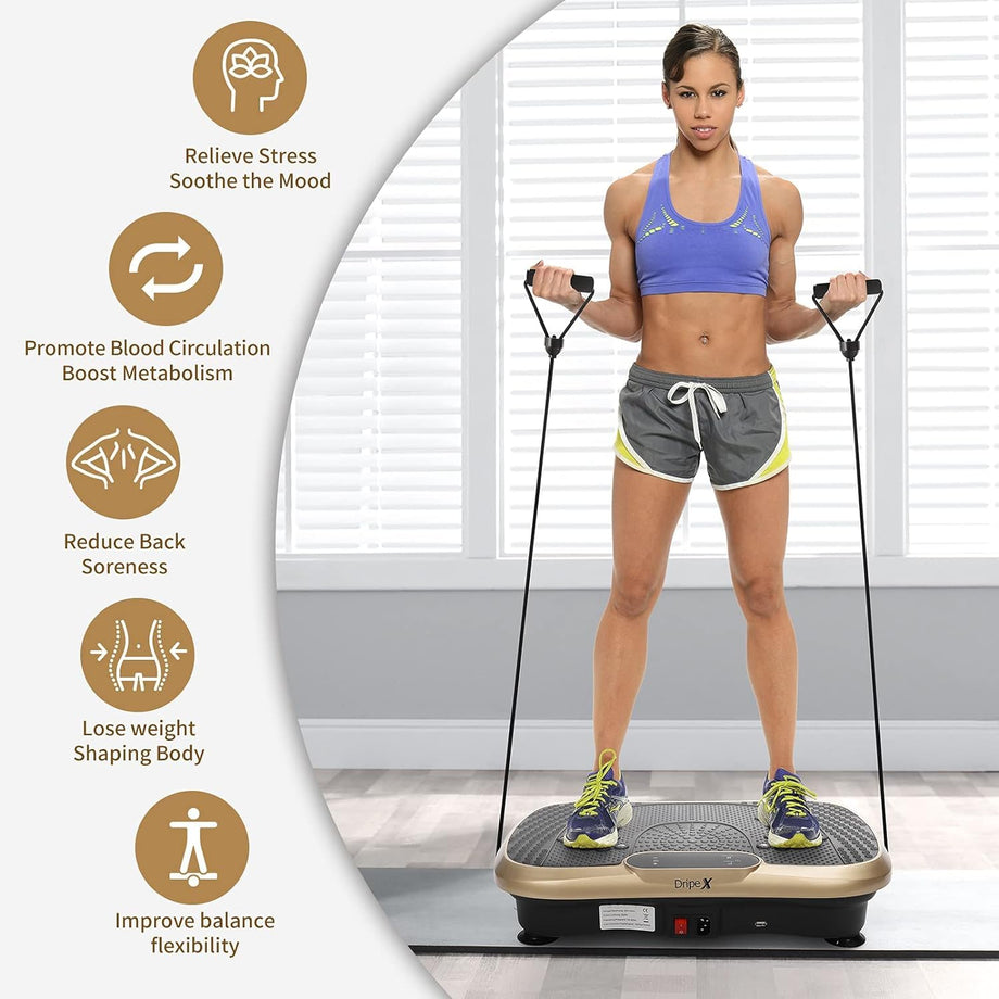 Dripex Vibration Plate Exercise Machine, Whole Body Workout Fitness Vibration Plate, Vibration Power Plate with Resistance Bands,Slim Vibration Platform for Home Training & Shaping,99 Levels