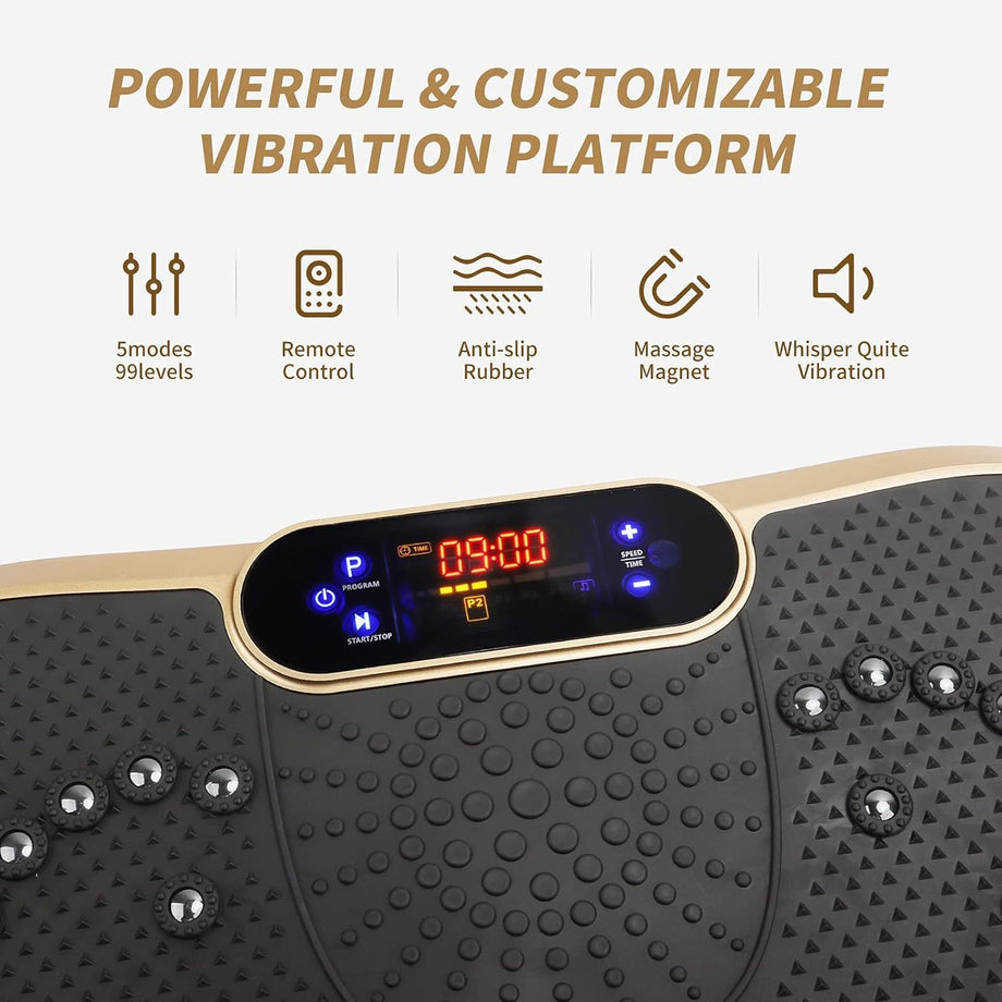 Dripex Vibration Plate Exercise Machine, Whole Body Workout Fitness Vibration Plate, Vibration Power Plate with Resistance Bands,Slim Vibration Platform for Home Training & Shaping,99 Levels