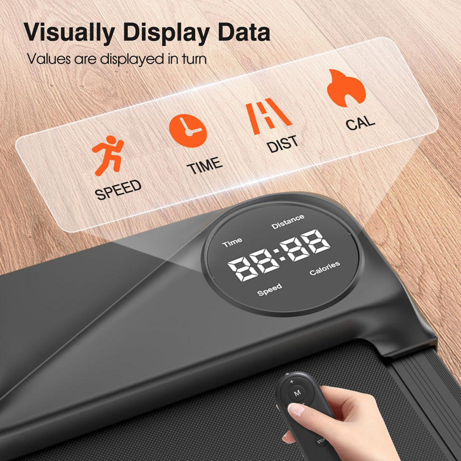 Dripex Under Desk Treadmill, 2.5HP Walking Pad Treadmill with Shock-absorbing Cushions & Comfortable Running Belt, Portable Walking Machine with Remote Control and LED Display, 1-6km/h, No Assembly