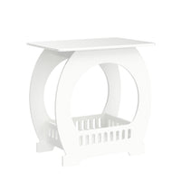 Dripex 2-Tier Side End Table with Storage Shelf Basket, White Small Bedside Table, Slim Arch Narrow Nightstand Small Spaces for Living Room, Bedroom, Bathroom, Balcony