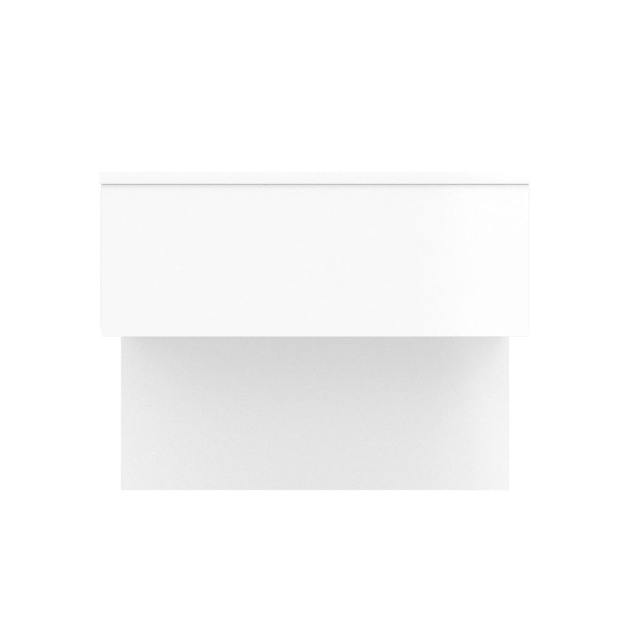 Dripex Floating Bedside Table with RGB LED Lights Wall Mounted Bedside Cabinet with Drawer High Gloss Front Cream White Bedside Drawer For Bedroom, Hotel