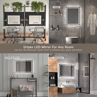 Dripex Bathroom Mirror with LED Lights, 600 * 800 MM Illuminated Bathroom Mirror Wall Mounted Vanity Mirror, Bathroom Light Mirror with Demister Pad, Horizontal/Vertical