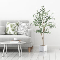 YOLEO 4FT Artificial Olive Tree Tall Faux Silk Olive Plant Lifelike Fake Tree for Home Office Indoor Decor (Style 1)