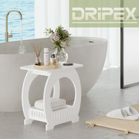 Dripex 2-Tier Side End Table with Storage Shelf Basket, White Small Bedside Table, Slim Arch Narrow Nightstand Small Spaces for Living Room, Bedroom, Bathroom, Balcony