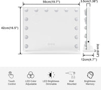 Dripex Hollywood Vanity Mirror with Lights, 50×42cm Large Lighted Makeup Mirror with 14 Dimmable LED Bulbs, USB Cable, Touchscreen Control, Cosmetic Tabletop Mirror for Bedroom, Dressing Room(White)